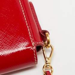 Pre Owned Prada Red Patent Leather Flap Crossbody Bag