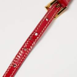 Pre Owned Prada Red Patent Leather Flap Crossbody Bag