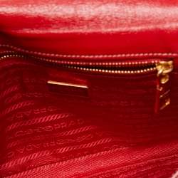 Pre Owned Prada Red Patent Leather Flap Crossbody Bag