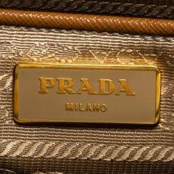 Pre Owned Prada Brown Saffiano Lux Leather Medium Galleria Double Zip Tote