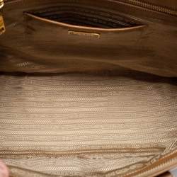 Pre Owned Prada Brown Saffiano Lux Leather Medium Galleria Double Zip Tote