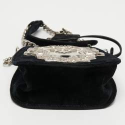 Pre Owned Prada Black Velvet Catwalk Lock Purse Chain Bag