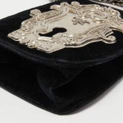 Pre Owned Prada Black Velvet Catwalk Lock Purse Chain Bag