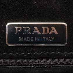 Pre Owned Prada Black Velvet Catwalk Lock Purse Chain Bag
