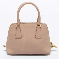 Pre Owned Prada Beige Saffiano Lux Leather Small Promenade Satchel