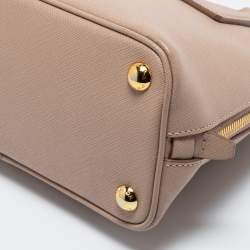 Pre Owned Prada Beige Saffiano Lux Leather Small Promenade Satchel