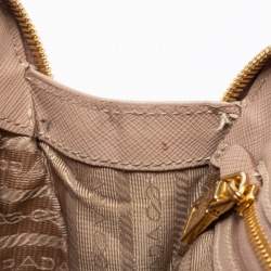 Pre Owned Prada Beige Saffiano Lux Leather Small Promenade Satchel