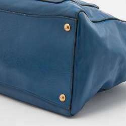 Pre Owned Prada Blue Leather Phenix Tote