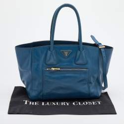Pre Owned Prada Blue Leather Phenix Tote