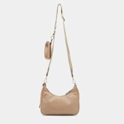 Pre Owned Prada Beige Nylon and Leather Re-Edition 2005 Shoulder Bag
