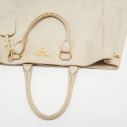 Pre Owned Prada Off White Vitello Danio Leather Large Open Tote