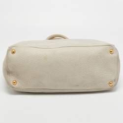 Pre Owned Prada Off White Vitello Danio Leather Large Open Tote