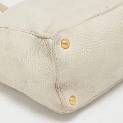 Pre Owned Prada Off White Vitello Danio Leather Large Open Tote