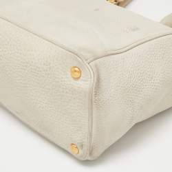 Pre Owned Prada Off White Vitello Danio Leather Large Open Tote