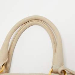 Pre Owned Prada Off White Vitello Danio Leather Large Open Tote