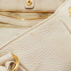 Pre Owned Prada Off White Vitello Danio Leather Large Open Tote