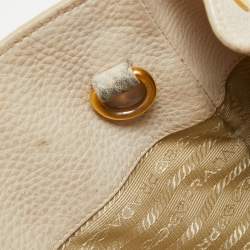 Pre Owned Prada Off White Vitello Danio Leather Large Open Tote