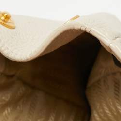 Pre Owned Prada Off White Vitello Danio Leather Large Open Tote