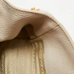 Pre Owned Prada Off White Vitello Danio Leather Large Open Tote