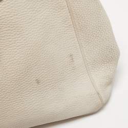 Pre Owned Prada Off White Vitello Danio Leather Large Open Tote