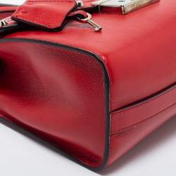 Pre Owned Prada Red Studded Vitello Daino Leather Flap Crossbody Bag