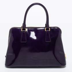 Prada Purple Patent Leather Medium Promenade Satchel