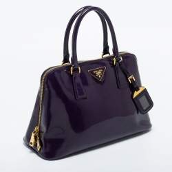 Prada Purple Patent Leather Medium Promenade Satchel