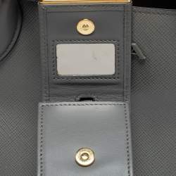 Pre Owned Prada Grey Leather Small Monochrome Tote