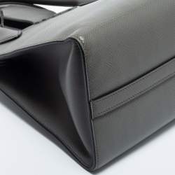 Pre Owned Prada Grey Leather Small Monochrome Tote