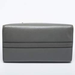 Pre Owned Prada Grey Leather Small Monochrome Tote
