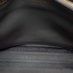 Pre Owned Prada Grey Leather Small Monochrome Tote