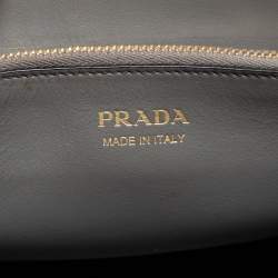 Pre Owned Prada Grey Leather Small Monochrome Tote