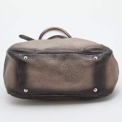 Pre Owned Prada Metallic Dark Brown Gradient Leather Frame Satchel
