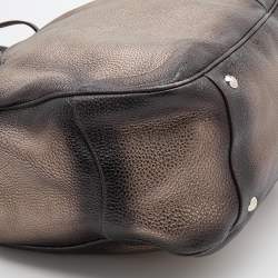 Pre Owned Prada Metallic Dark Brown Gradient Leather Frame Satchel
