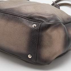 Pre Owned Prada Metallic Dark Brown Gradient Leather Frame Satchel