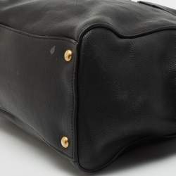 Pre Owned Prada Black Vitello Daino Leather Top Zip Tote