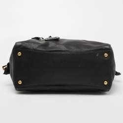 Pre Owned Prada Black Vitello Daino Leather Top Zip Tote
