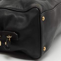 Pre Owned Prada Black Vitello Daino Leather Top Zip Tote