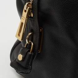 Pre Owned Prada Black Vitello Daino Leather Top Zip Tote