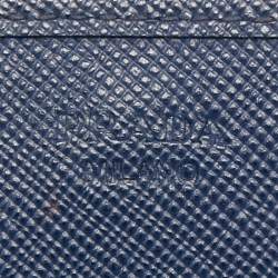 Pre Owned Prada Blue Saffiano Leather Wallet On Chain