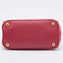 Pre Owned Prada Pink Saffiano Leather Micro Galleria Tote