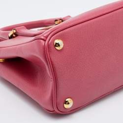 Pre Owned Prada Pink Saffiano Leather Micro Galleria Tote