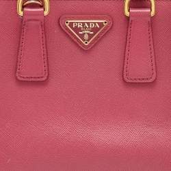 Pre Owned Prada Pink Saffiano Leather Micro Galleria Tote