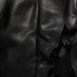 Pre Owned Prada Black Leather Ruffle Hobo