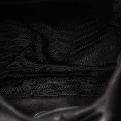 Pre Owned Prada Black Leather Ruffle Hobo