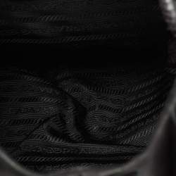 Pre Owned Prada Black Leather Ruffle Hobo