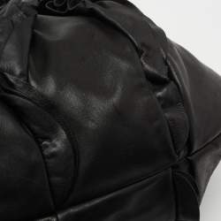 Pre Owned Prada Black Leather Ruffle Hobo