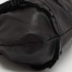 Pre Owned Prada Black Leather Ruffle Hobo