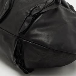 Pre Owned Prada Black Leather Ruffle Hobo