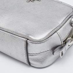 Pre Owned Prada Silver Leather Camera Crossbody Bag